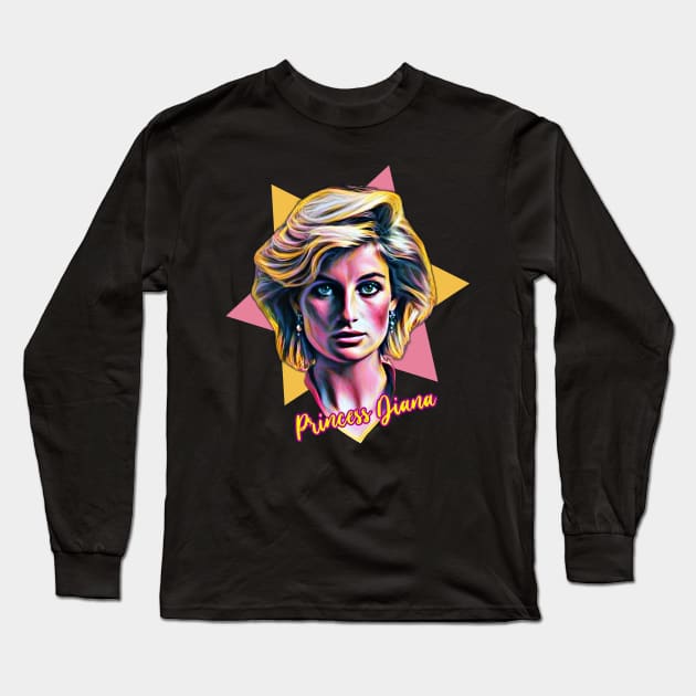 Princess Diana 80s Retro Aesthetic Long Sleeve T-Shirt by Trendsdk